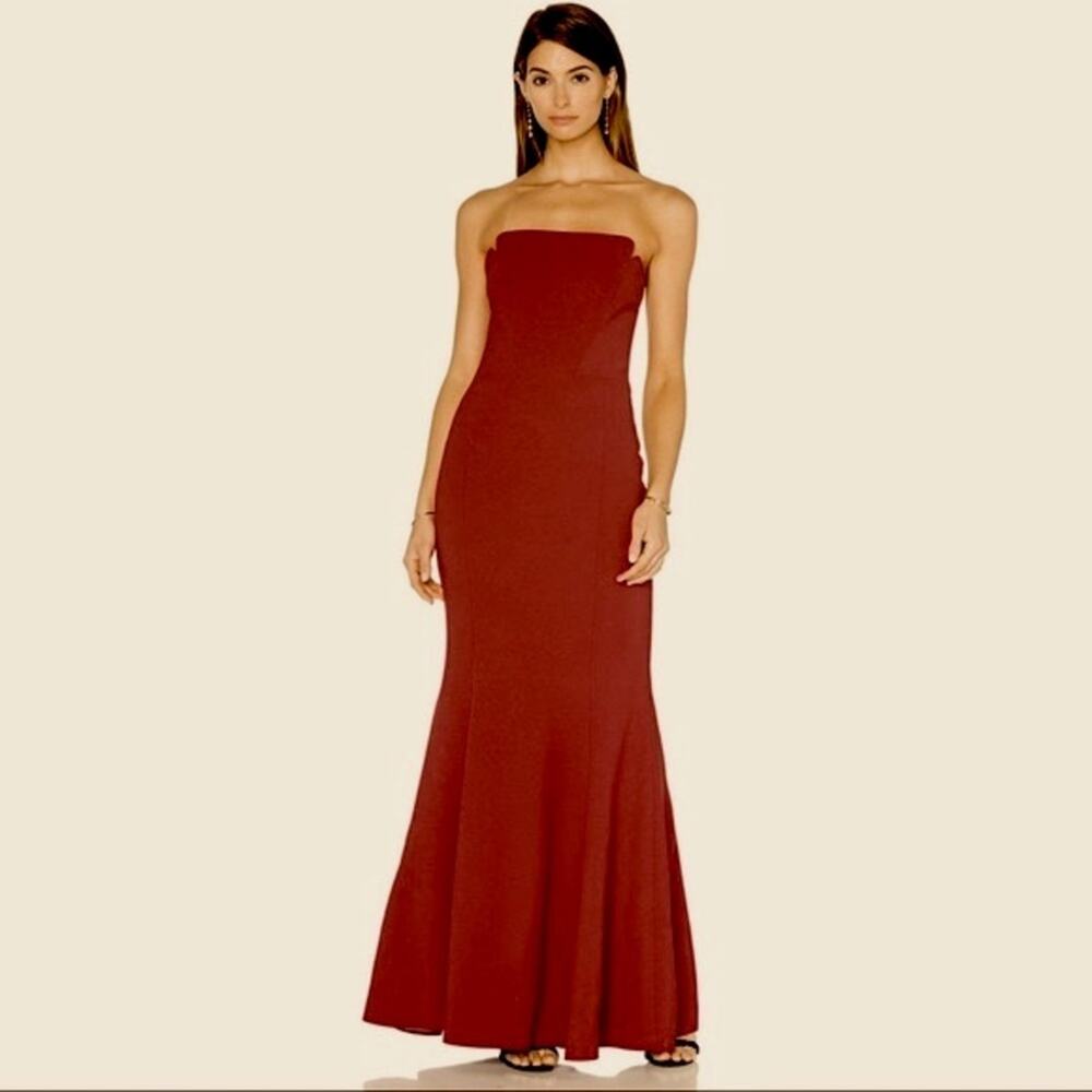 Jill Stuart Strapless Mermaid Formal Gown Maxi Dress Women's Size 2 Burgundy Red